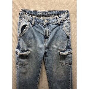 Old Navy Unisex Denim Jeans Size 14 Baggy Wide Leg Built In Tough Cargo Pocket